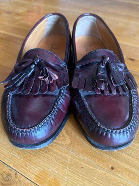 Cole Haan Pinch Shawl Tassel Loafers burgundy oxblood leather size 10.5  3E wide